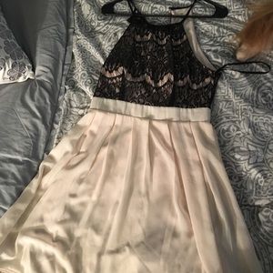 Black and cream cocktail dress